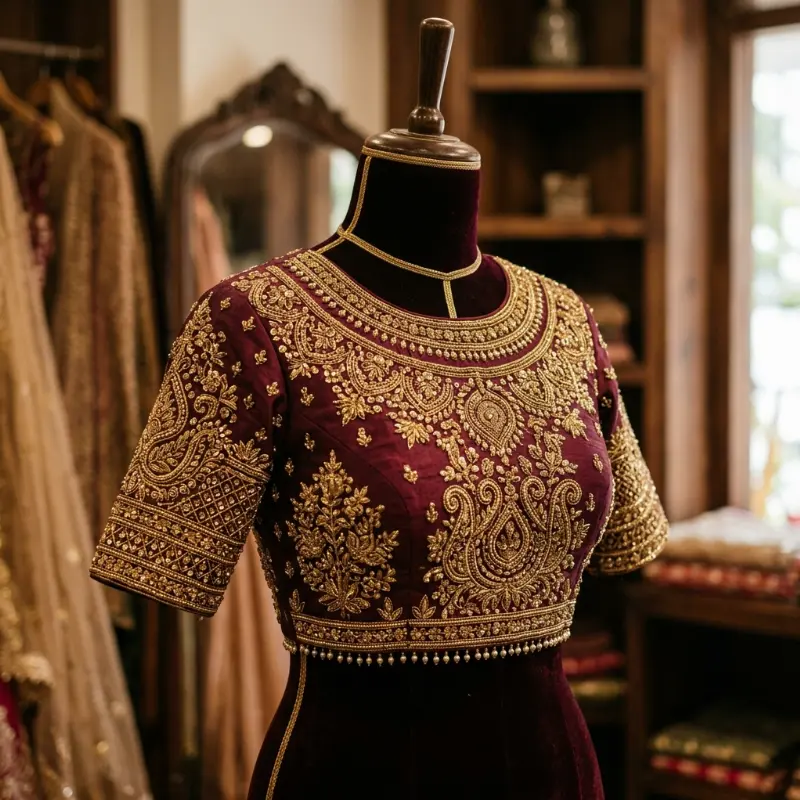 Intricate Gold Aari Work Embroidery